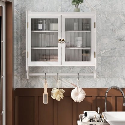 Vintage Double Door Medicine Cabinet with Towel Rack, White Washed – view 4