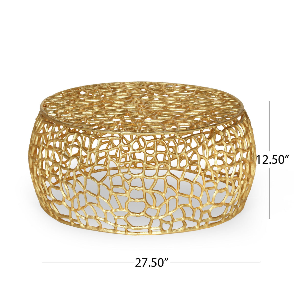 Modern Glam Mesh Coffee Table with Gold Accents and Aluminum Frame – view 3