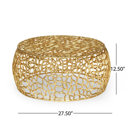 Modern Glam Mesh Coffee Table with Gold Accents and Aluminum Frame – view 3