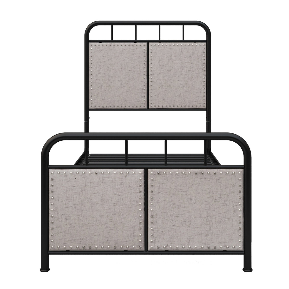 Twin Size Linen Upholstered Metal Platform Bed Frame – view 4