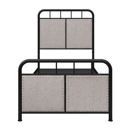 Twin Size Linen Upholstered Metal Platform Bed Frame – view 4