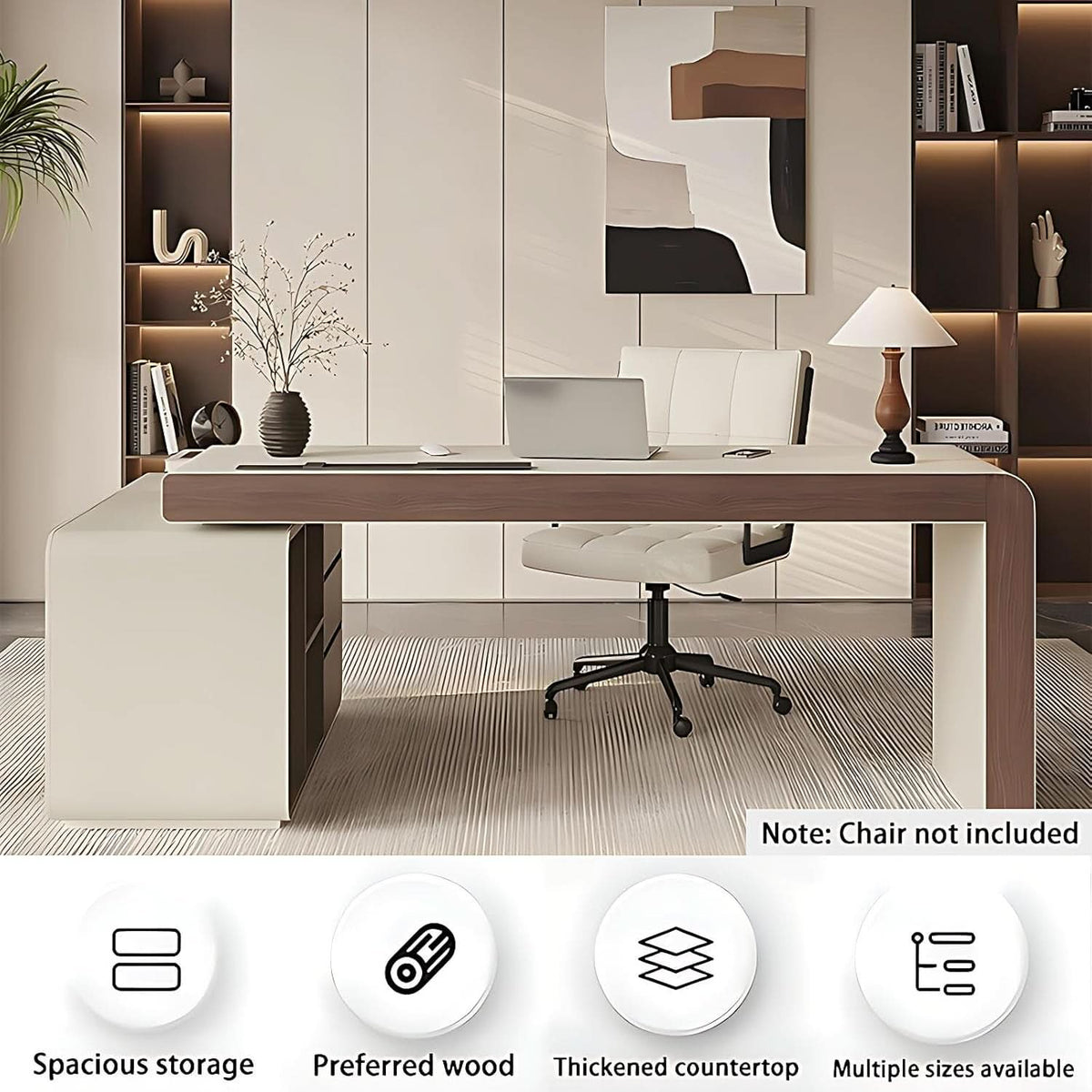 72-Inch High-Density Engineered Wood L-Shaped Executive Desk – view 4