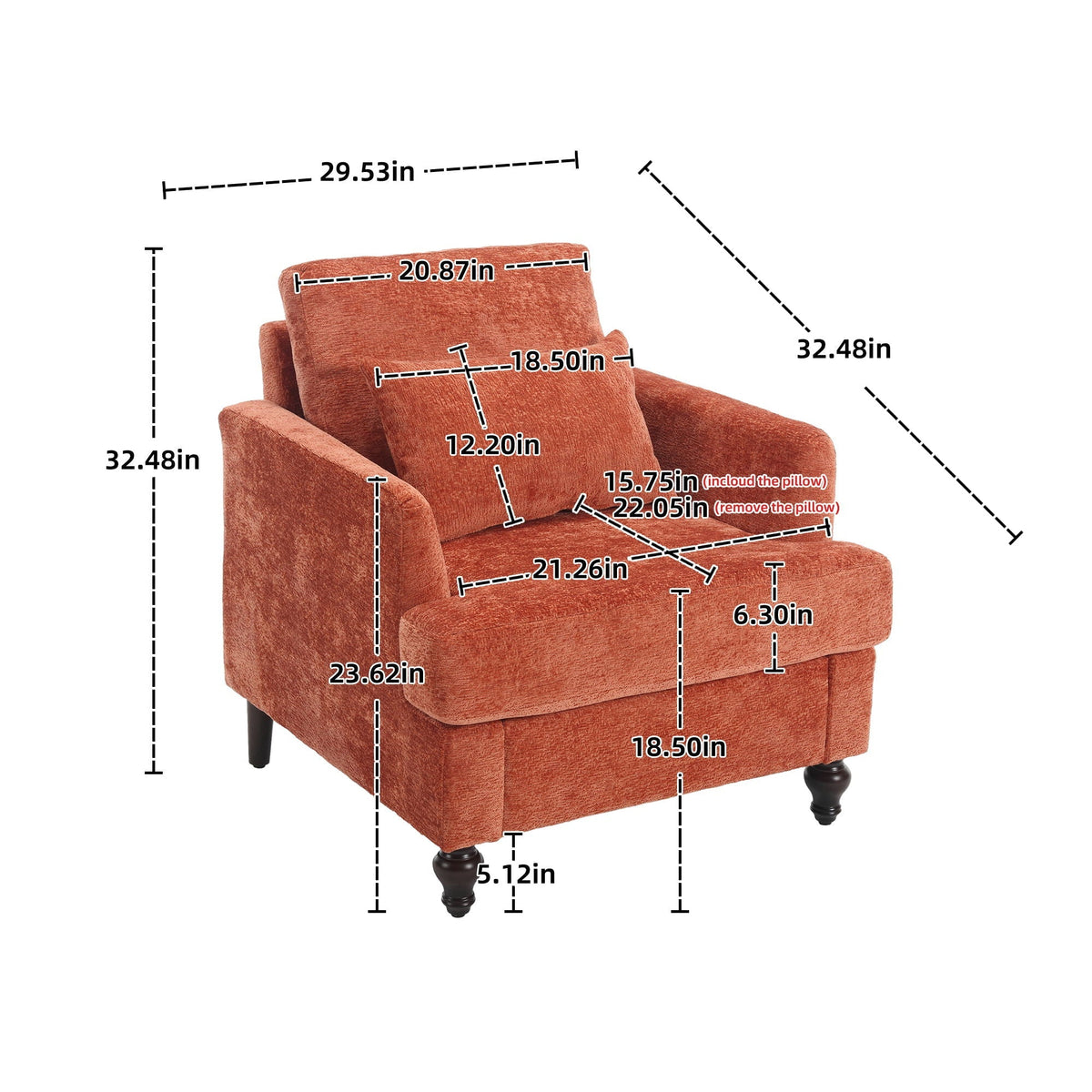 Mid Century Modern Tufted Armchair with Solid Wood Frame – view 13