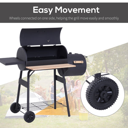 48-Inch Steel Charcoal BBQ Grill and Offset Smoker Combo in Black – view 5