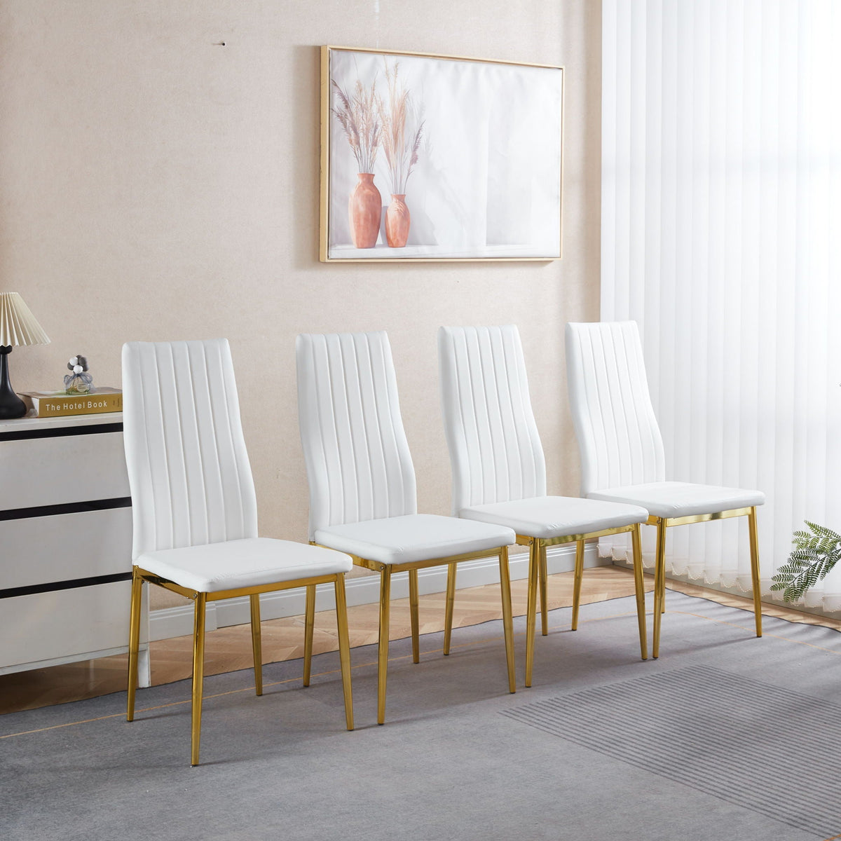 Modern Faux Leather Dining Chairs with Metal Frame, Set of 4 – view 5