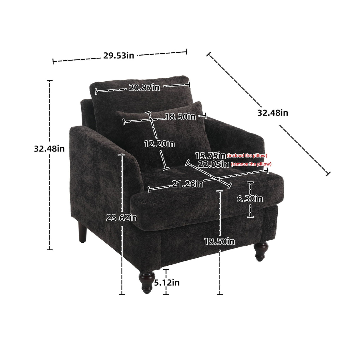 Mid Century Modern Tufted Armchair with Solid Wood Frame – view 14