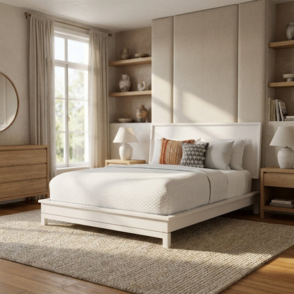 Nova Platform Bed in Chalk White with 12-Slat Support