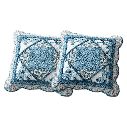 Petal Dance Blue and White Floral Patchwork Euro Sham and Cushion Covers – view 3