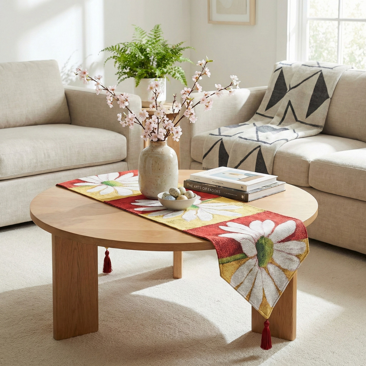Loves Me Not Daisy Woven Tapestry Table Runner for Spring – view 5