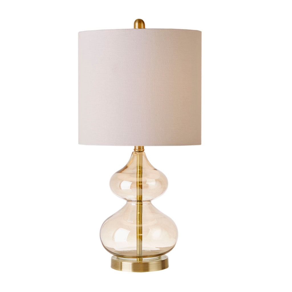 Ellipse Curved Glass Table Lamps with Gold Base, Set of 2, White Shades – view 4