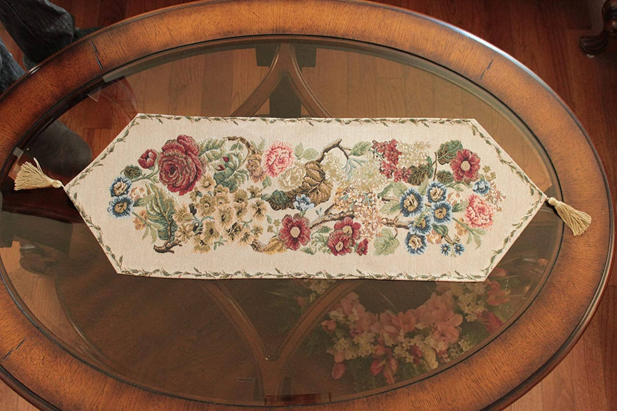 Morning Meadow Colorful Floral Country Rustic Woven Table Runner – view 2