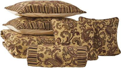 Burgundy and Brown Paisley Comforter Set with Zipper Duvet Cover – view 3
