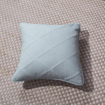 Seafoam Blue Diamond Matelasse Cotton Euro Sham and Cushion Covers – view 7