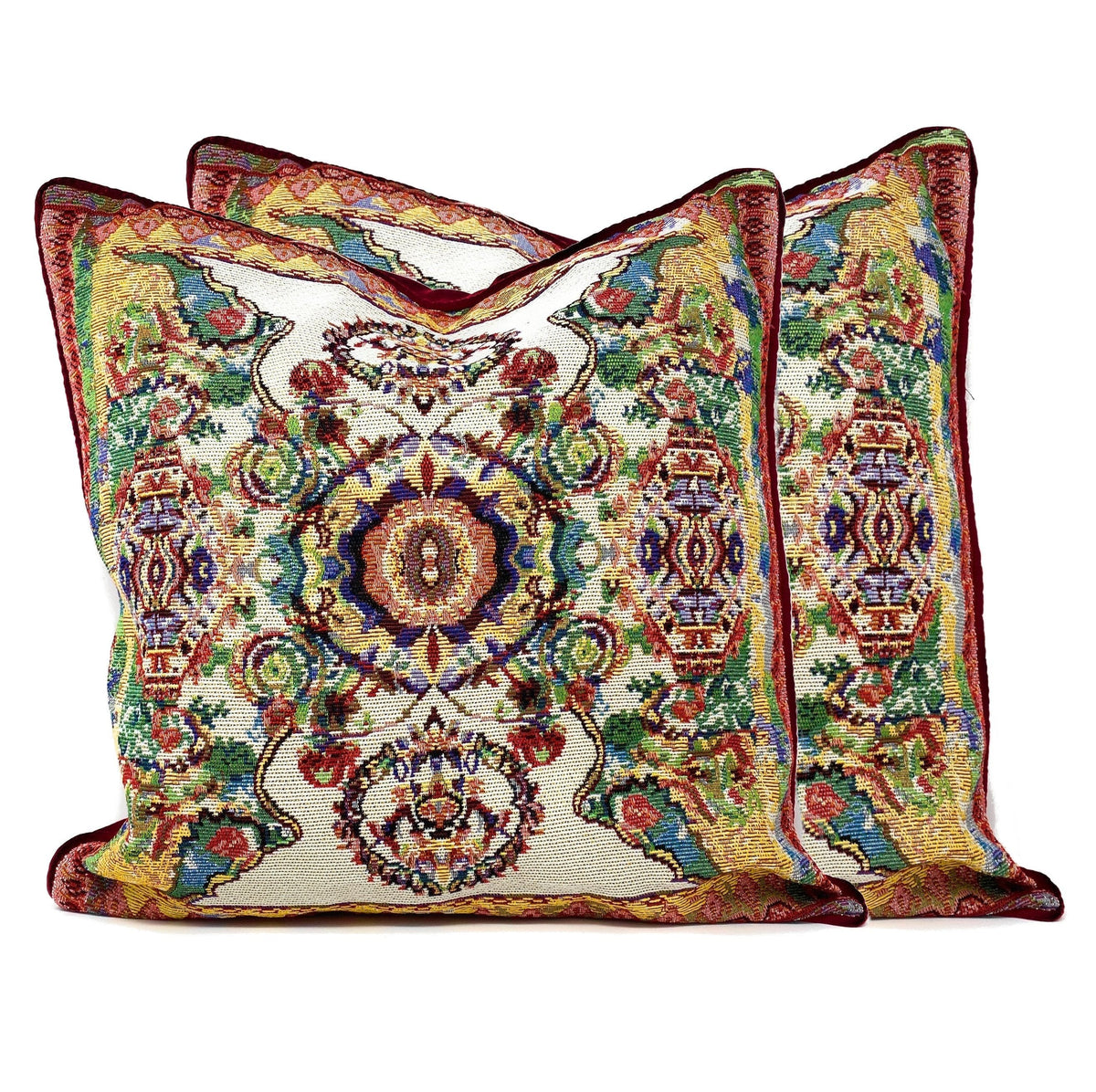 Elegant Ivory Ornate Paisley Woven Tapestry Throw Pillow Cover – view 8