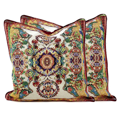 Elegant Ivory Ornate Paisley Woven Tapestry Throw Pillow Cover – view 8