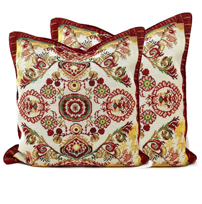 Elegant Burgundy Ornate Paisley Woven Tapestry Throw Pillow Cover – view 12
