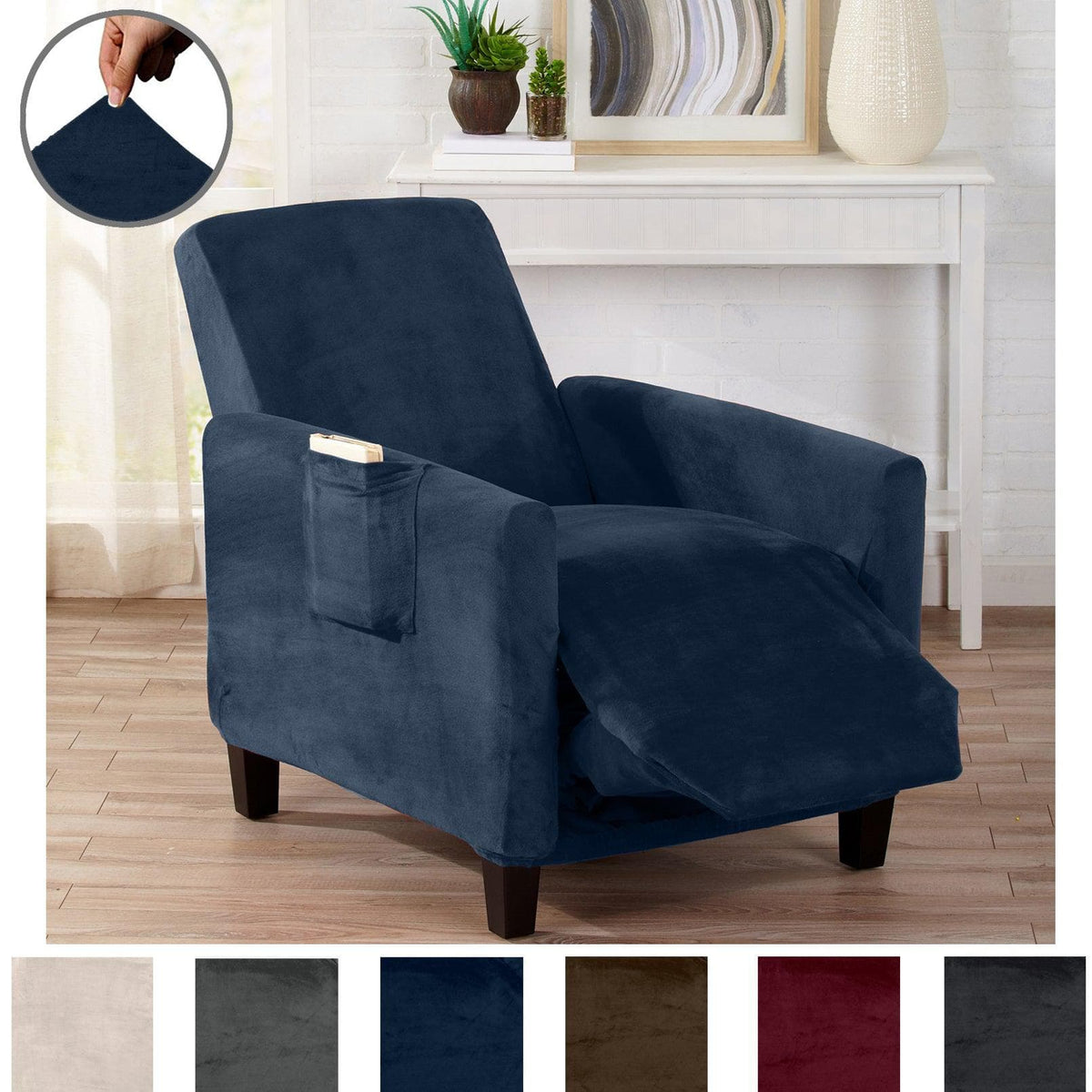Velvet Stretch Slipcover – Gale Collection Form-Fit Sofa Cover – view 93