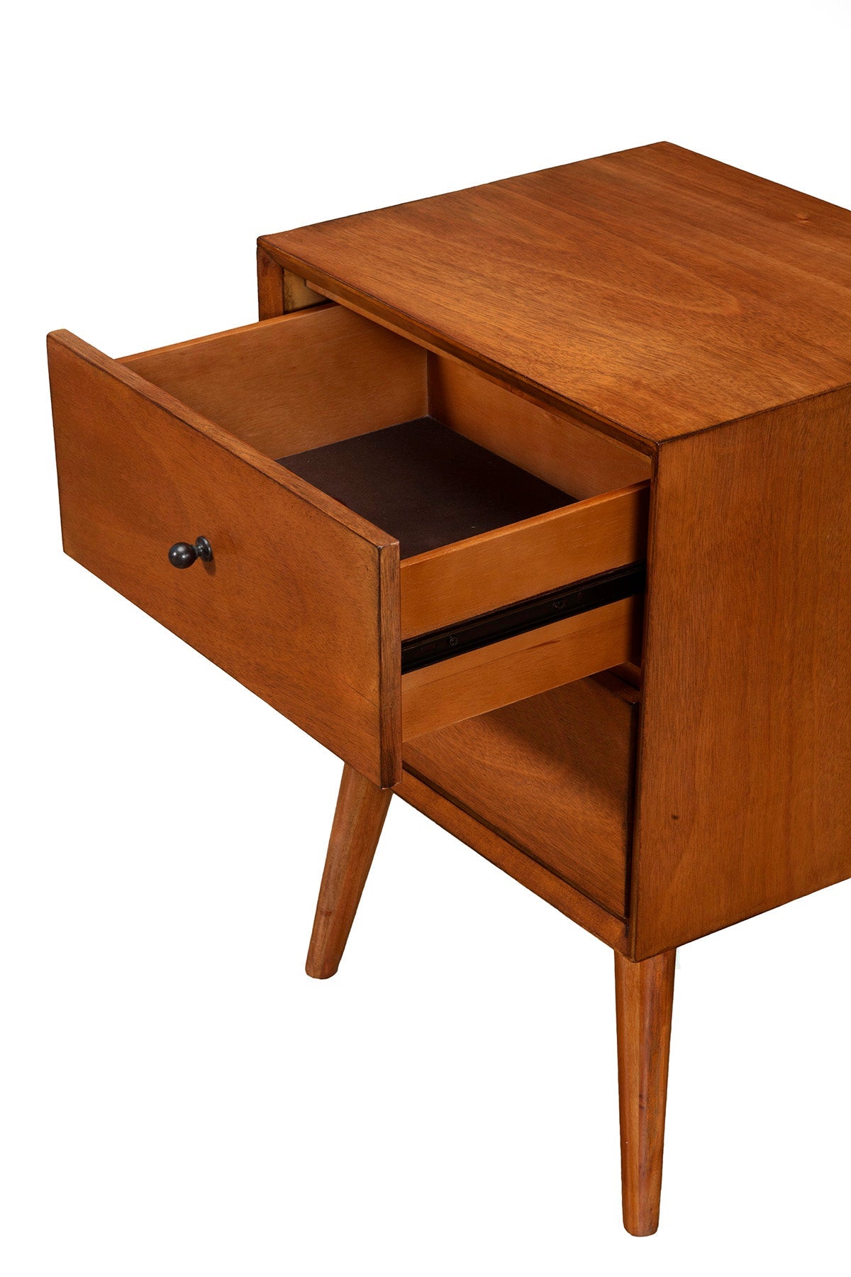 Flynn Mid-Century Nightstand in Chestnut Mahogany with Open Shelf – view 9