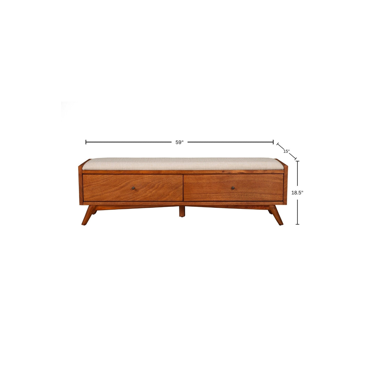 Flynn Upholstered Bench in Chestnut Solid Mahogany – view 9