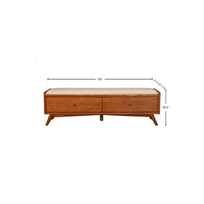 Flynn Upholstered Bench in Chestnut Solid Mahogany – view 9