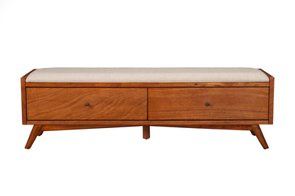 Flynn Upholstered Bench in Chestnut Solid Mahogany – view 5