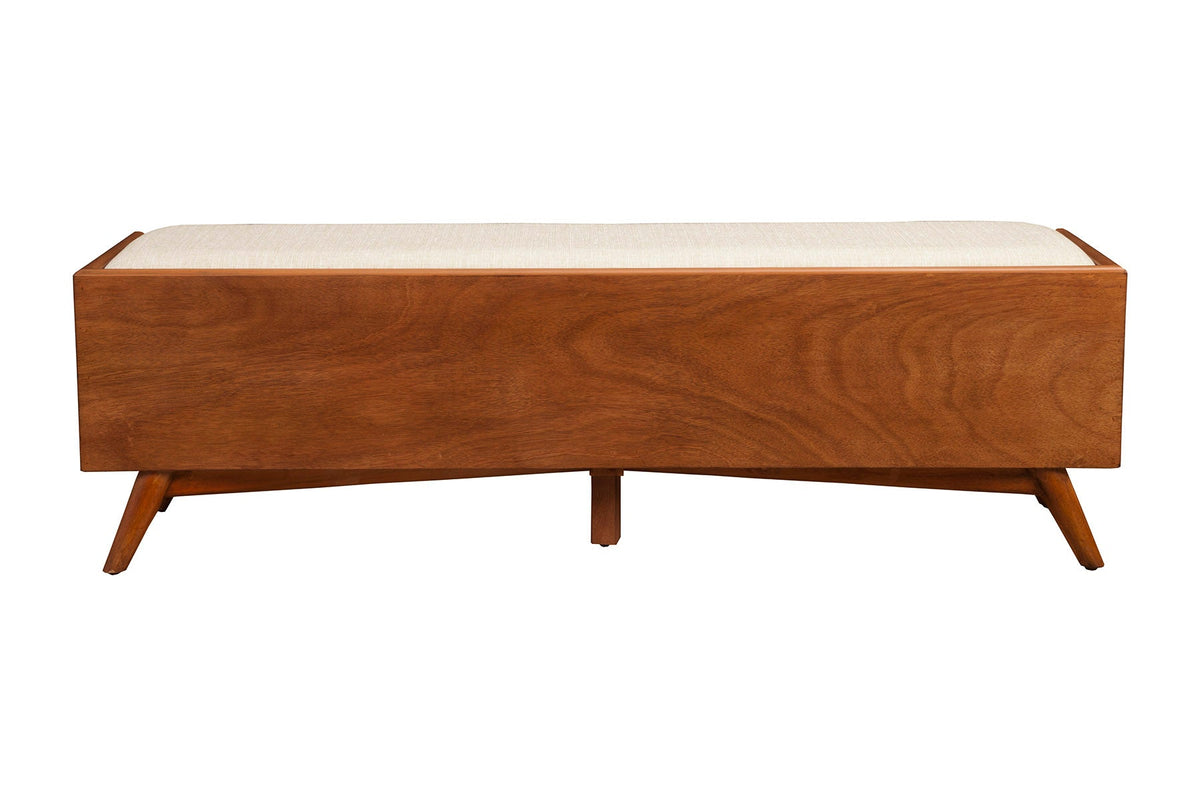 Flynn Upholstered Bench in Chestnut Solid Mahogany – view 8