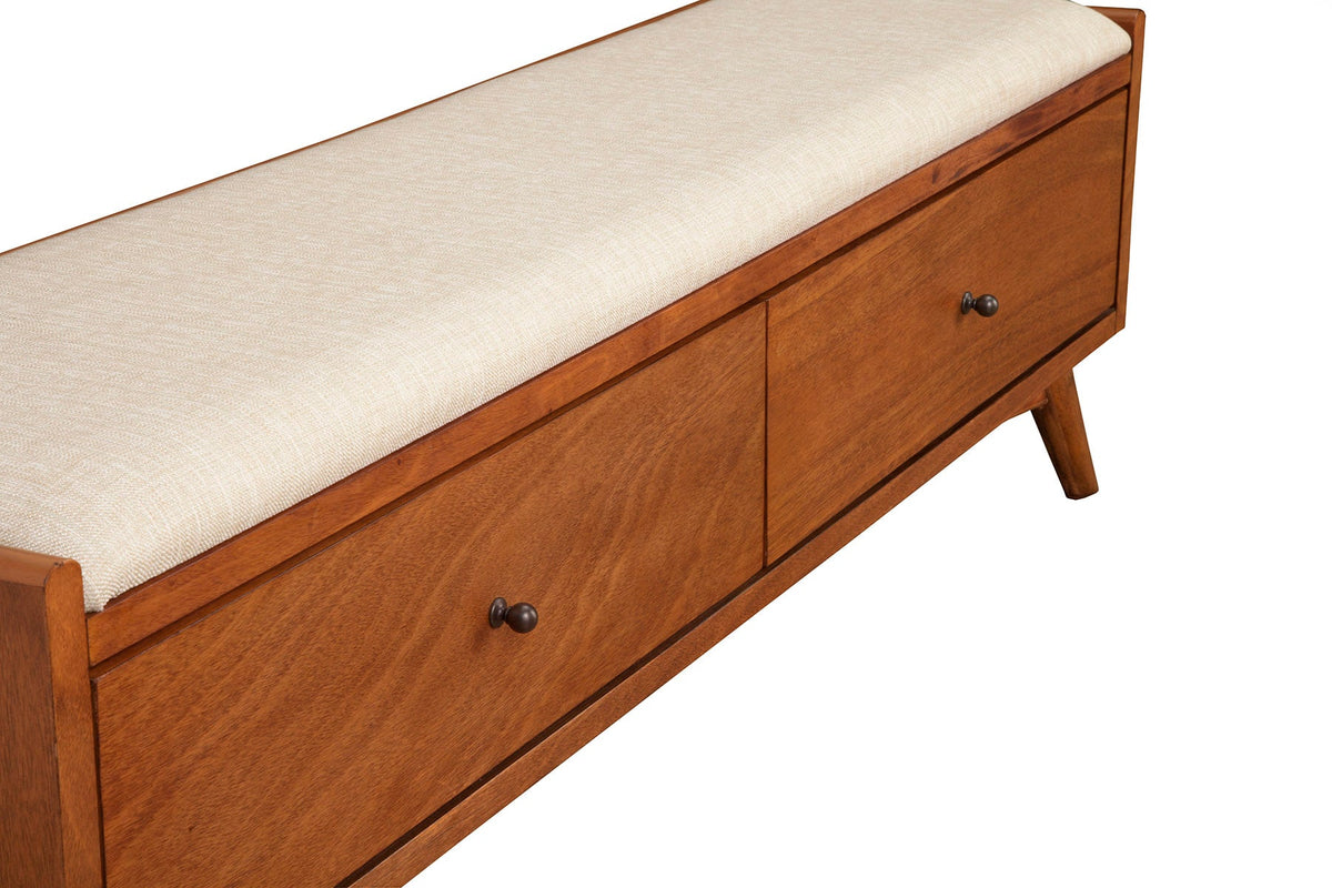 Flynn Upholstered Bench in Chestnut Solid Mahogany – view 7