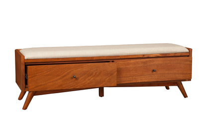 Flynn Upholstered Bench in Chestnut Solid Mahogany – view 6