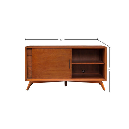 Flynn Small Solid Mahogany TV Console with Open Shelf, Chestnut – view 9