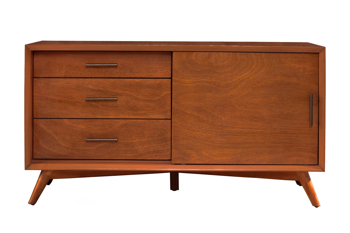 Flynn Small Solid Mahogany TV Console with Open Shelf, Chestnut – view 4