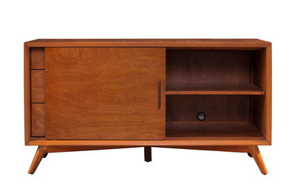 Flynn Small Solid Mahogany TV Console with Open Shelf, Chestnut – view 5