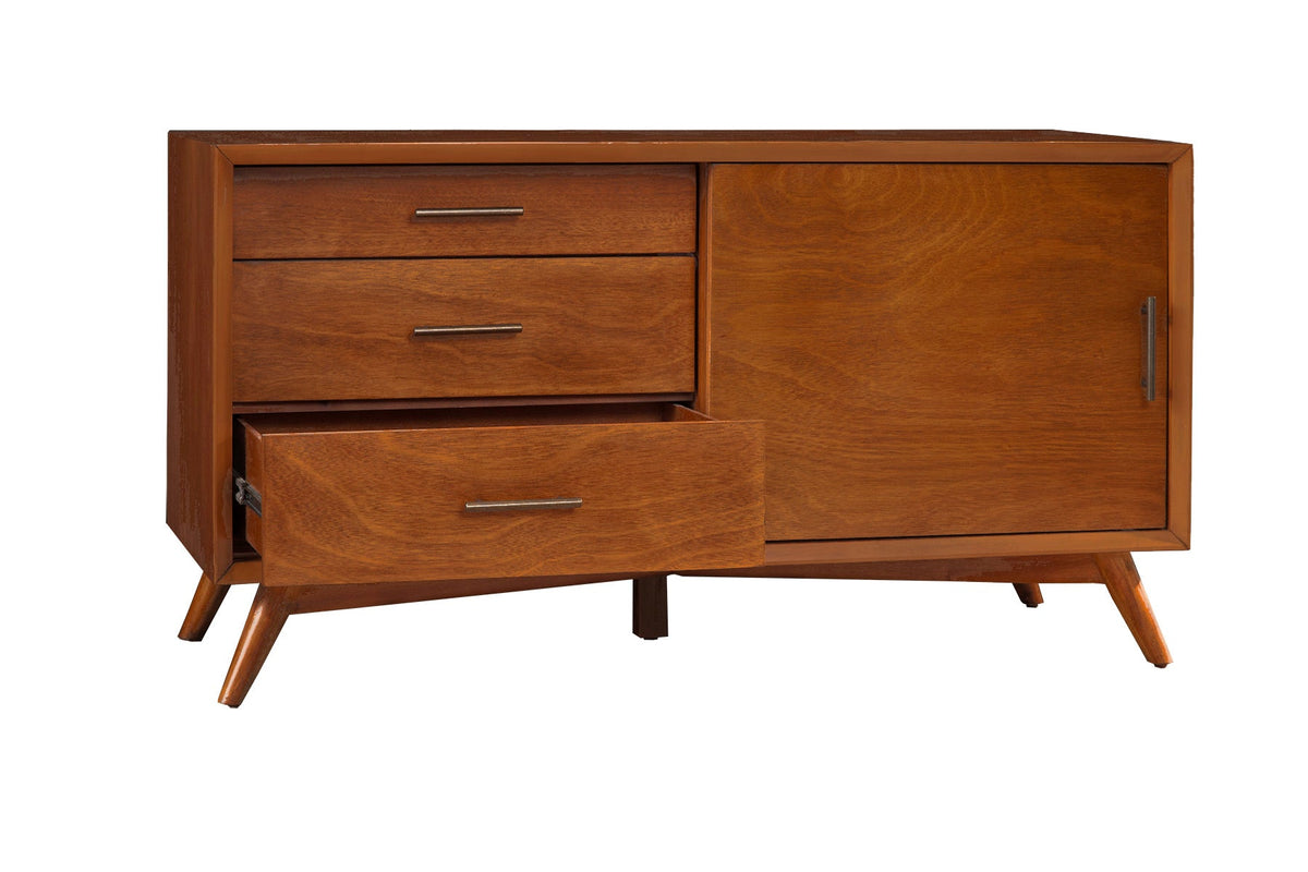 Flynn Small Solid Mahogany TV Console with Open Shelf, Chestnut – view 6