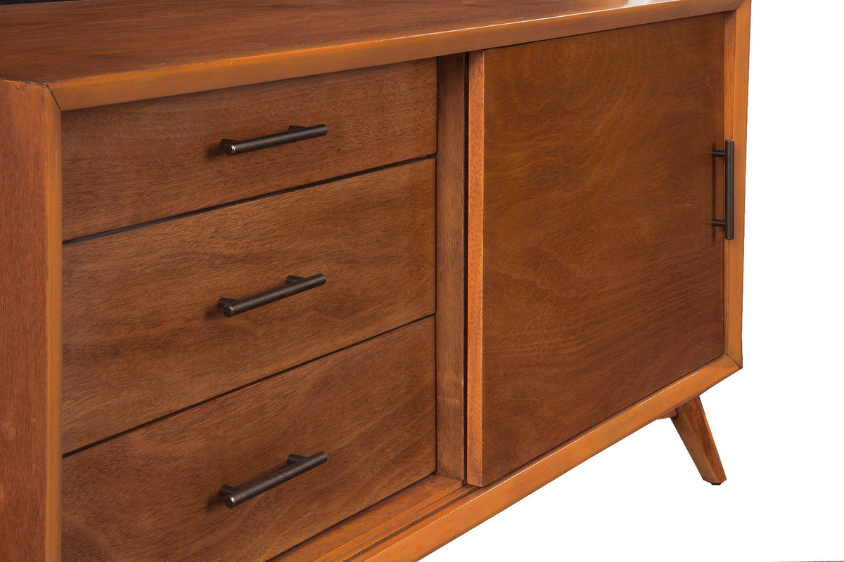 Flynn Small Solid Mahogany TV Console with Open Shelf, Chestnut – view 8