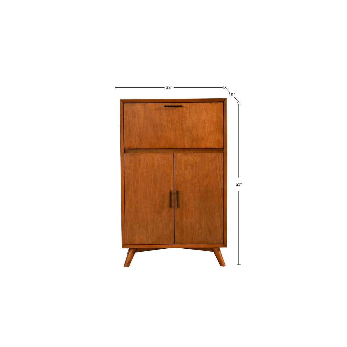 Flynn Mid-Century Large Bar Cabinet with Wine Rack, Chestnut – view 8