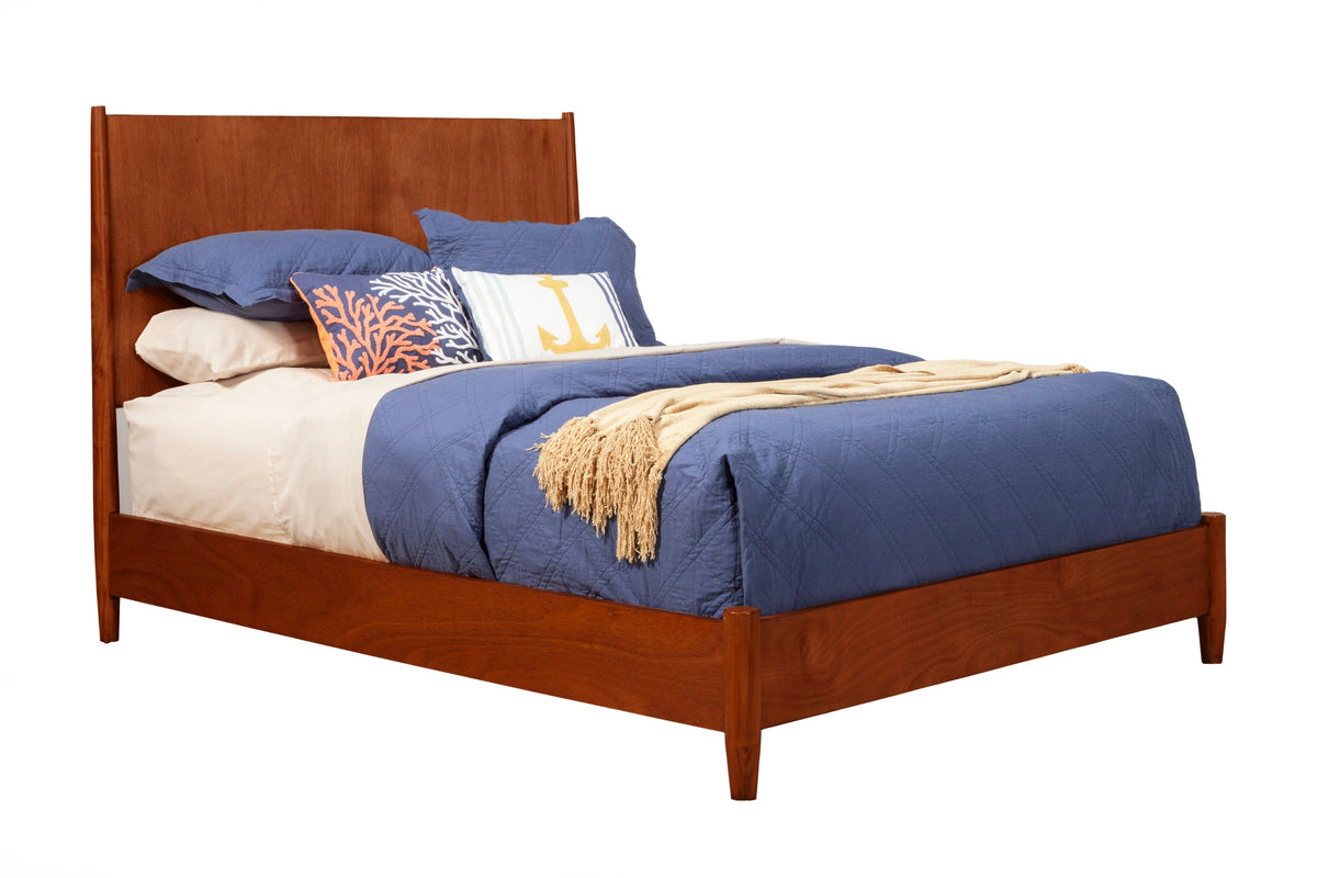 Flynn Mid-Century Panel Bed in Chestnut Solid Mahogany – view 3