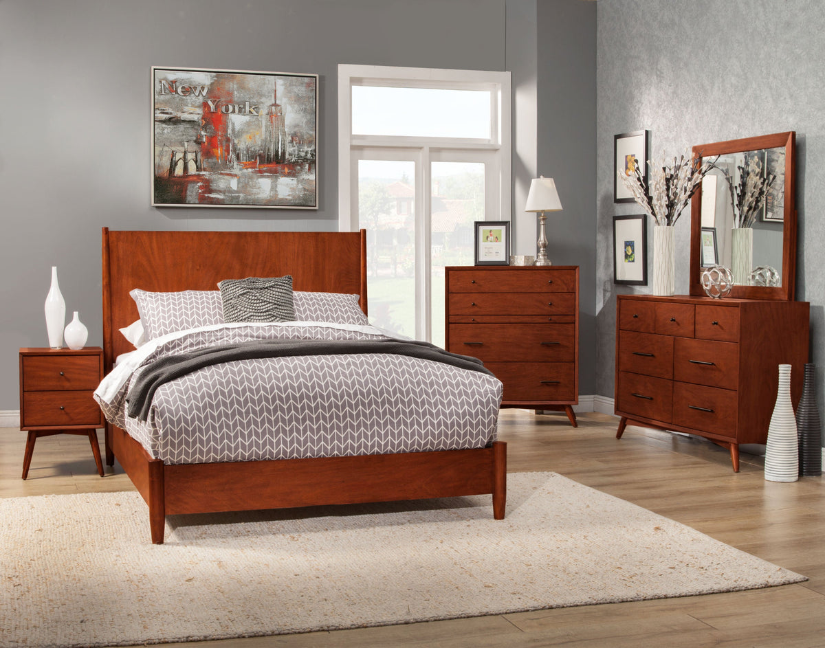 Flynn Mid-Century Panel Bed in Chestnut Solid Mahogany – view 4