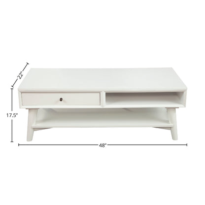 Flynn White Coffee Table with Felt-Lined Storage Drawer – view 8