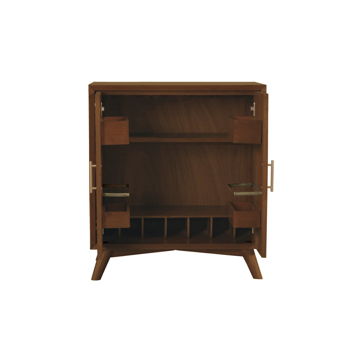 Flynn Small Bar Cabinet with Wine and Stemware Storage, Walnut – view 6