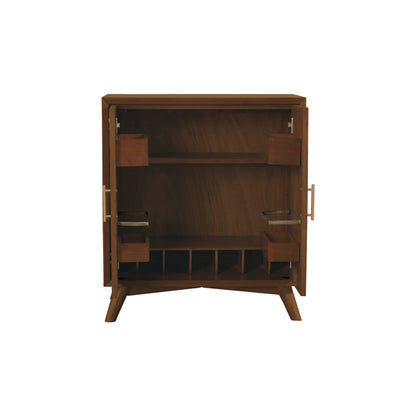 Flynn Small Bar Cabinet with Wine and Stemware Storage, Walnut – view 6