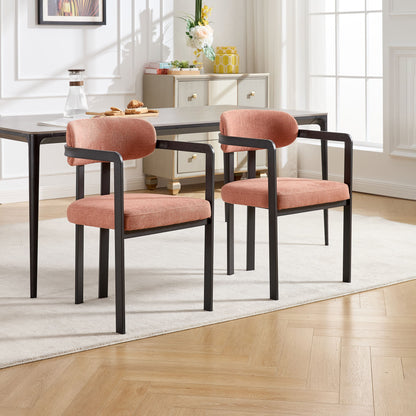 Upholstered Dining Arm Chairs with Metal Legs, Set of 2 – view 9