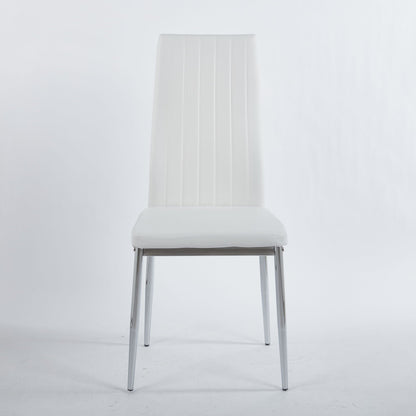 Minimalist Faux Leather Dining Chairs with Metal Frame, Set of 4 – view 2