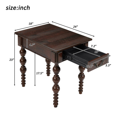 Espresso Wood End Table with Drawer and Turned Spindle Legs – view 5