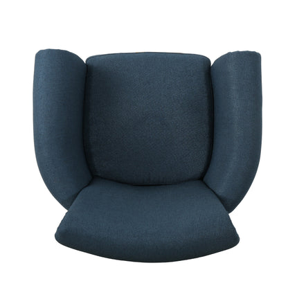 Navy Blue Fabric Club Chair with Nailhead Trim and Birch Wood Legs – view 7