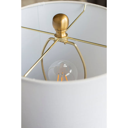 Marble Table Lamp with Brass Frame and White Fabric Drum Shade – view 13