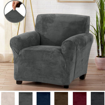 Velvet Stretch Slipcover – Gale Collection Form-Fit Sofa Cover – view 29