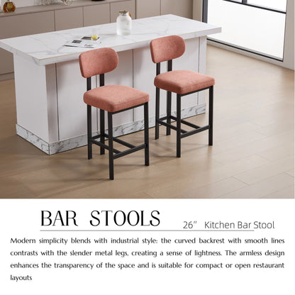 Modern Fabric Counter Height Stools with Metal Legs, Set of 2 – view 10