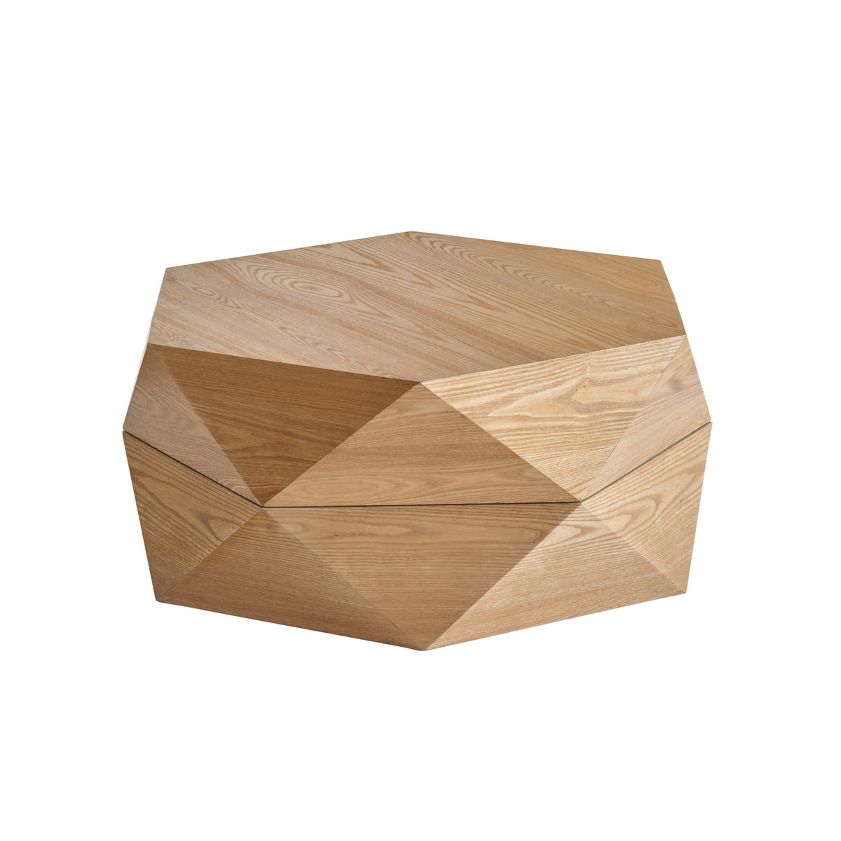 Retro Polygon Flip Top Coffee Table with Hidden Storage, Natural – view 8