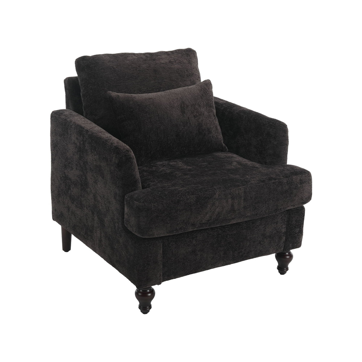 Mid Century Modern Tufted Armchair with Solid Wood Frame – view 3