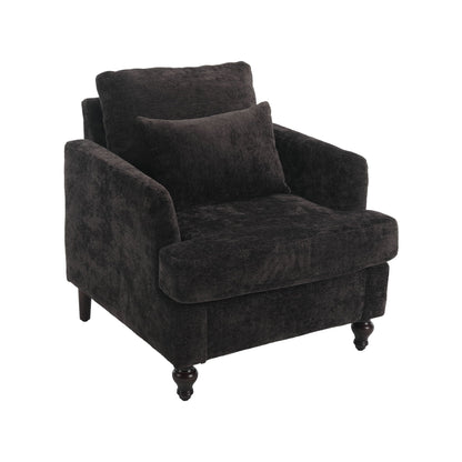 Mid Century Modern Tufted Armchair with Solid Wood Frame – view 3