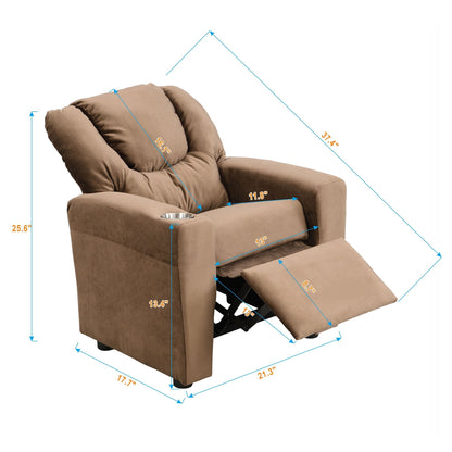 Brown Kids Recliner Chair with Cup Holder, Manual Reclining – view 4